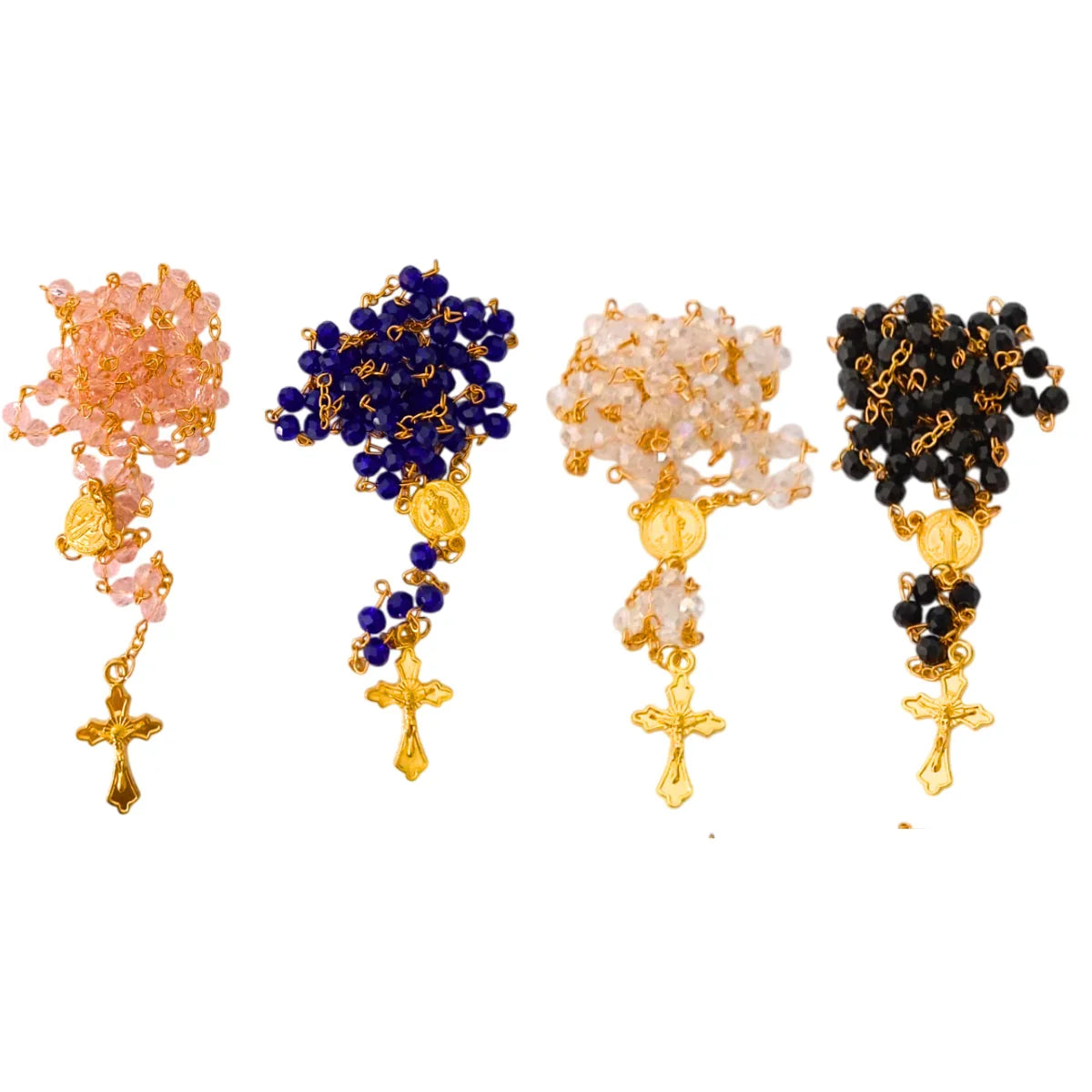 Terço São Bento com Miçangas Coloridas e Crucifixo Dourado em Garrafa Transparente Premium - Acessórios Games 89