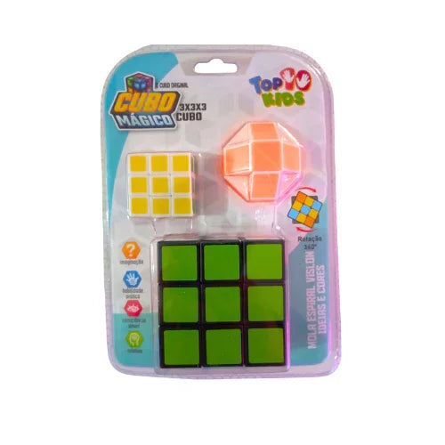 Cartela com 3 Cubos Mágicos Diferentes QYTOYS 3x3 Educativos Resistentes para Agilidade Mental Exclusivo - Acessórios Games 89